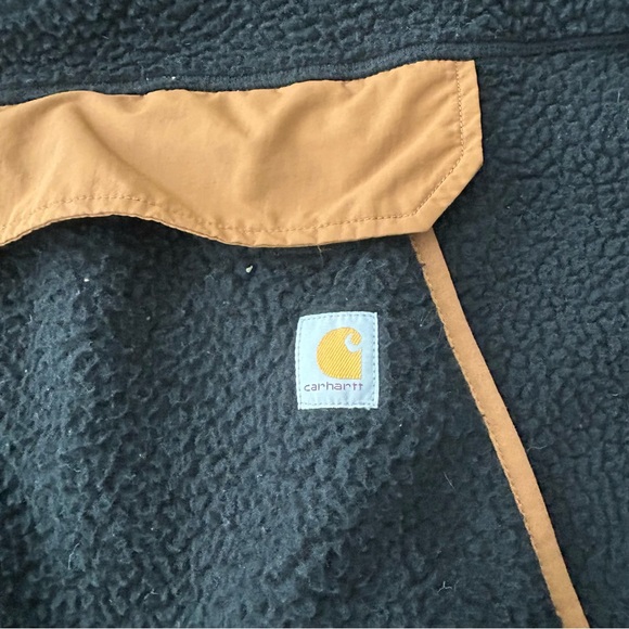 Carhartt Black Sherpa Hoodie with Brown Exterior - Picture 4 of 11